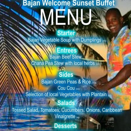 Menu 1 Welcome Sunset pooldeck Traditional Bajan Buffet Thurs 27th Oct copy