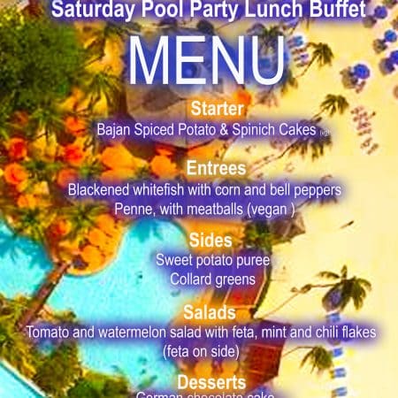 Menu 4 80s & Rare Groove Pool Party Lunch Buffet Sat 29th Oct copy